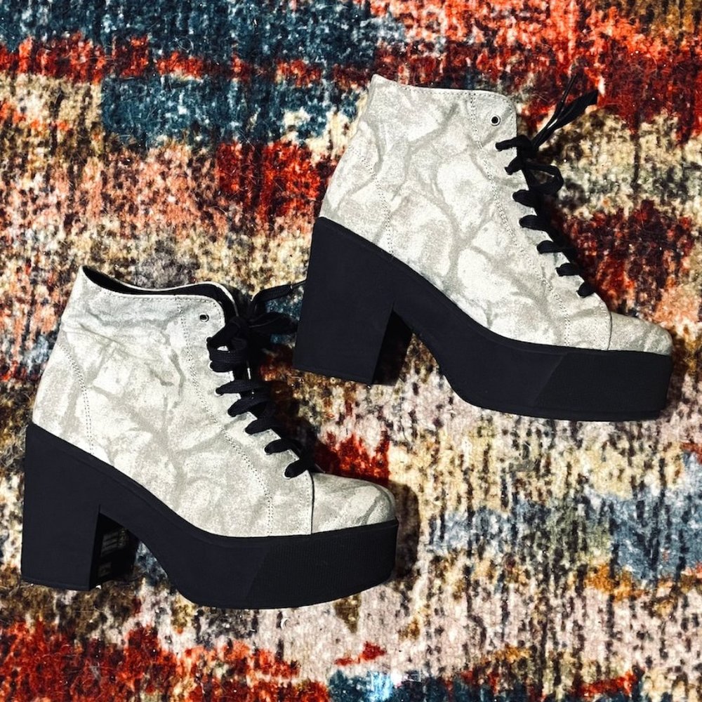 Women's Gray Tie-Dye Platform Boots- Outsider by Sixtyseven- 8.5 - 9 US/40 EU